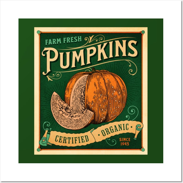 Vintage Pumpkin Patch Farm Sign - Halloween Thankgiving Vibes Wall Art by PUFFYP